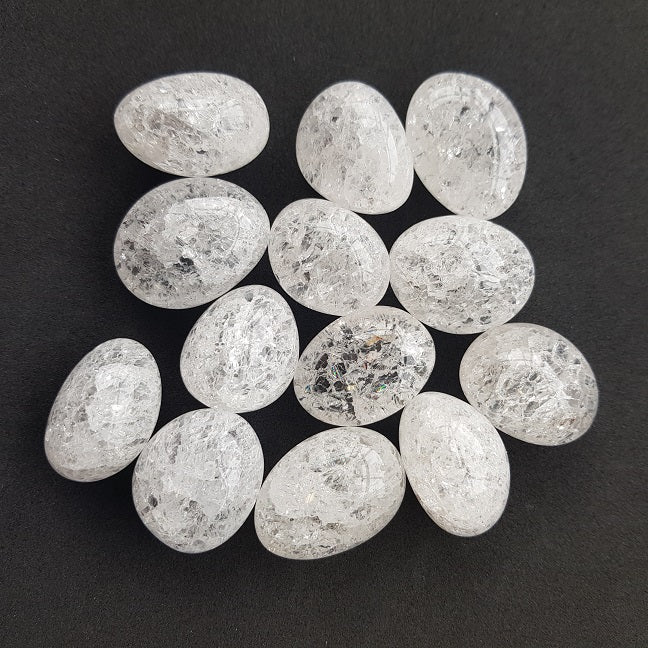 Cracked Clear Qtz Tumbled - 1kg - Q1(A) - (70-90pcs) Cracked Clear Qtz Tumbled - 1kg - Q1(A) - (70-90pcs)